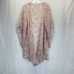Lauren Conrad Romantic Sheer Pink Floral‎ Kimono Cardigan One Size